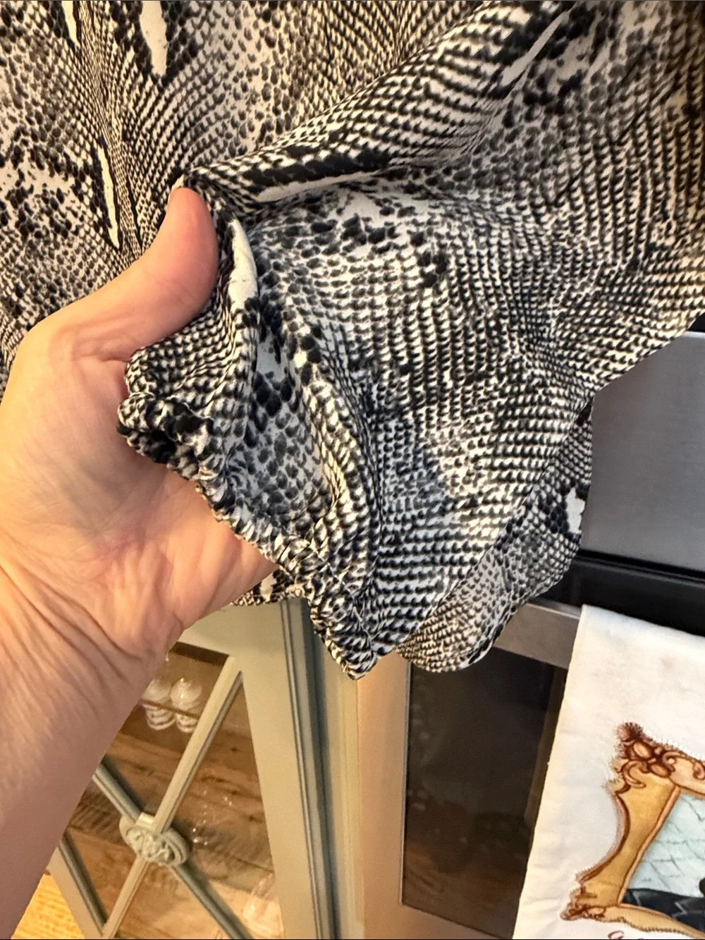 J. Crew Black and White Snake-Print Long-Sleeve Blouse XS